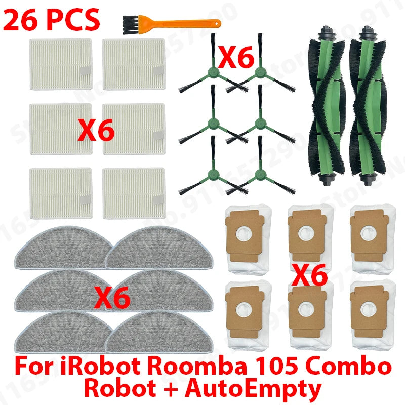 Main Side Brush Roller Mop Filters Dust Bag Spare Parts For IRobot Roomba 105 Combo Robot + AutoEmpty Dock Accessories