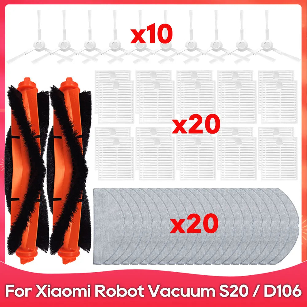 Fit For ( Xiaomi Robot Vacuum S20 D106 E12 E10 B112 ) Part Accessories Main Side Brush Mop Filter Robot Vacuum Cleaner Kit