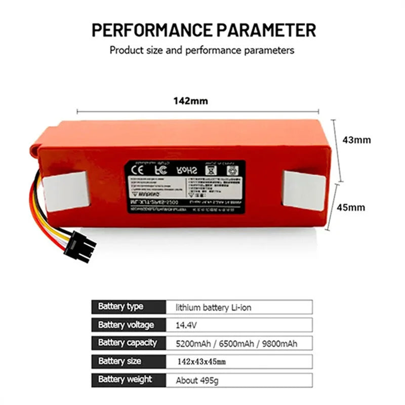 Replacement Battery for Xiaomi Roborock S55 S60 S65 S50 S51 