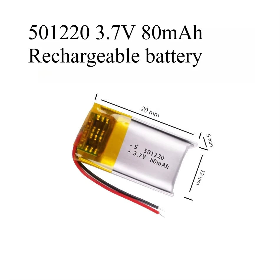 3.7V 80mAh 501220 Polymer Lithium Rechargeable Battery for H