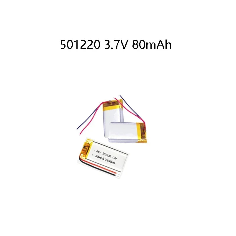 3.7V 80mAh 501220 Polymer Lithium Rechargeable Battery for H