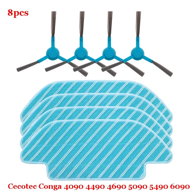 For Cecotec Conga 4090 4490 4690 5090 5490 6090 Robot Vacuum Cleaner Side / Soft Roller Brush Mop Cloth Rags Wheel Accessories