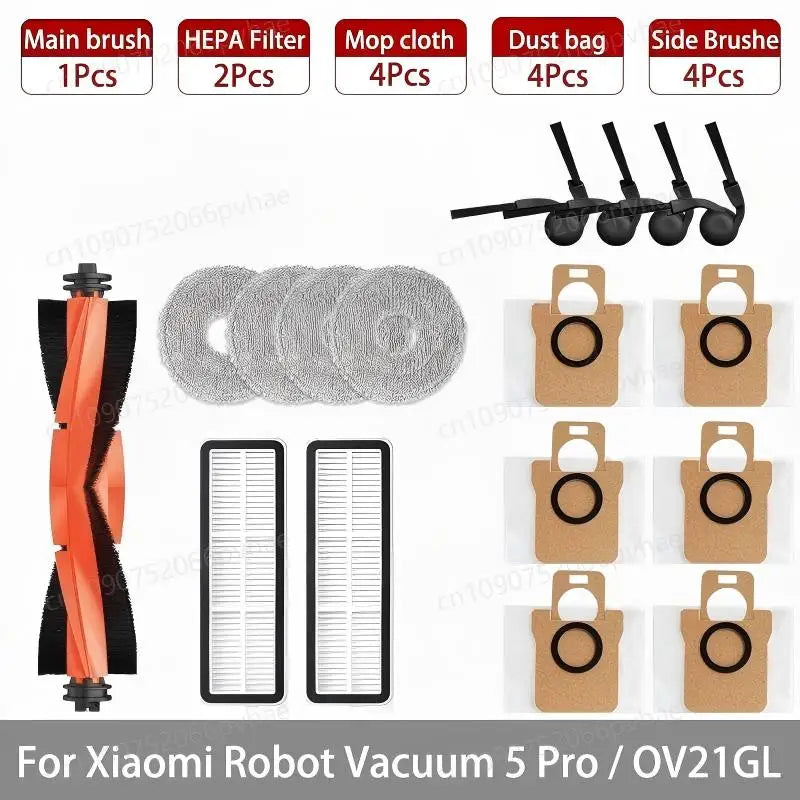 FIT For Xiaomi Robot Vacuum 5 Pro / OV21GL Cleaner Accessories Main Brush Side Brush Hepa Filter Mop Cloth Dust Bag Parts Spare