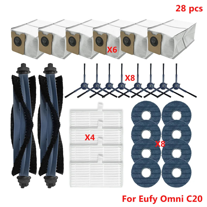 Fit For Eufy Omni C20 Robot Spare Vacuum Cleaner Accessories Main Side Brush Filter Mop Cloth Dust Bag Replacement Spare Parts