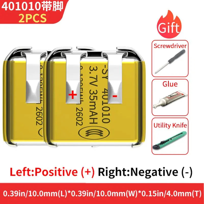 400808 400909 401010 451012 501010 501012 501015 3.7V 40mAh Lithium Polymer Battery for TWS Bluetooth Earphone Headset Repair