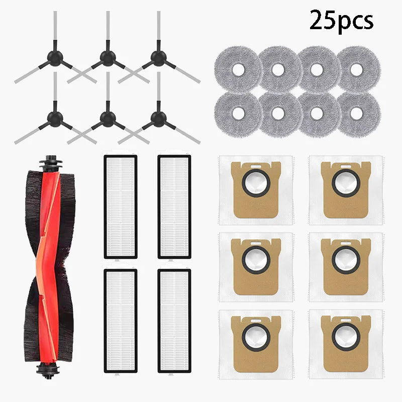 For Xiaomi X20 Max / D109GL Robot Vacuum Parts Main Brush Side Brush Hepa Filter Mop Cloth Dust Bag Replacement Accessories