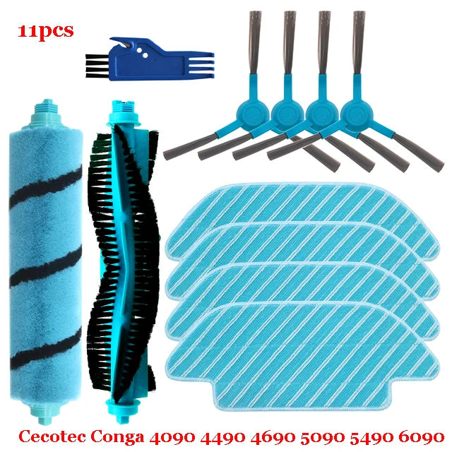 For Cecotec Conga 4090 4490 4690 5090 5490 6090 Robot Vacuum Cleaner Side / Soft Roller Brush Mop Cloth Rags Wheel Accessories