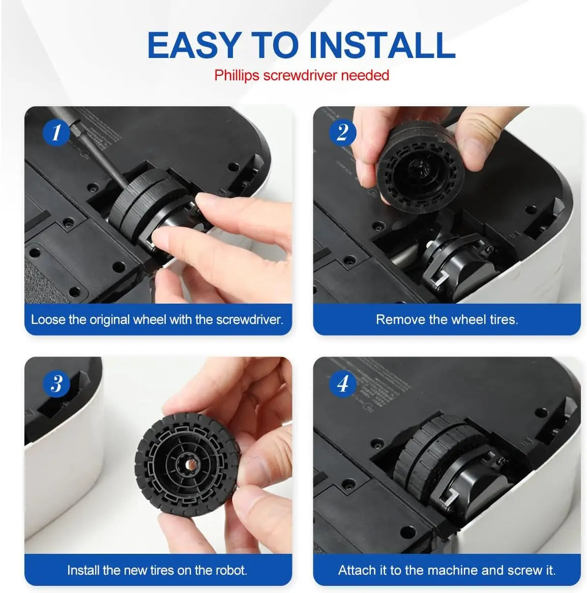 2/4Pcs Wheel Tires For IRobot For Braava For Jet M6 (6110 60
