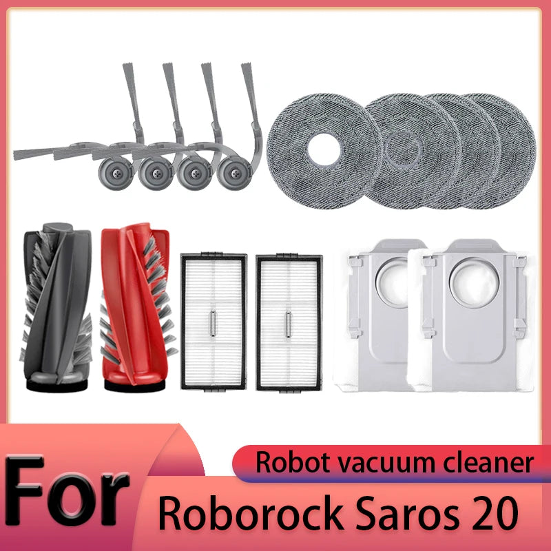 Roborock Saros 20 Robot Vacuum Cleaner Accessories Main Brush Side Brush HEPA Filter Mop Cloths Dust Bag Spare Parts