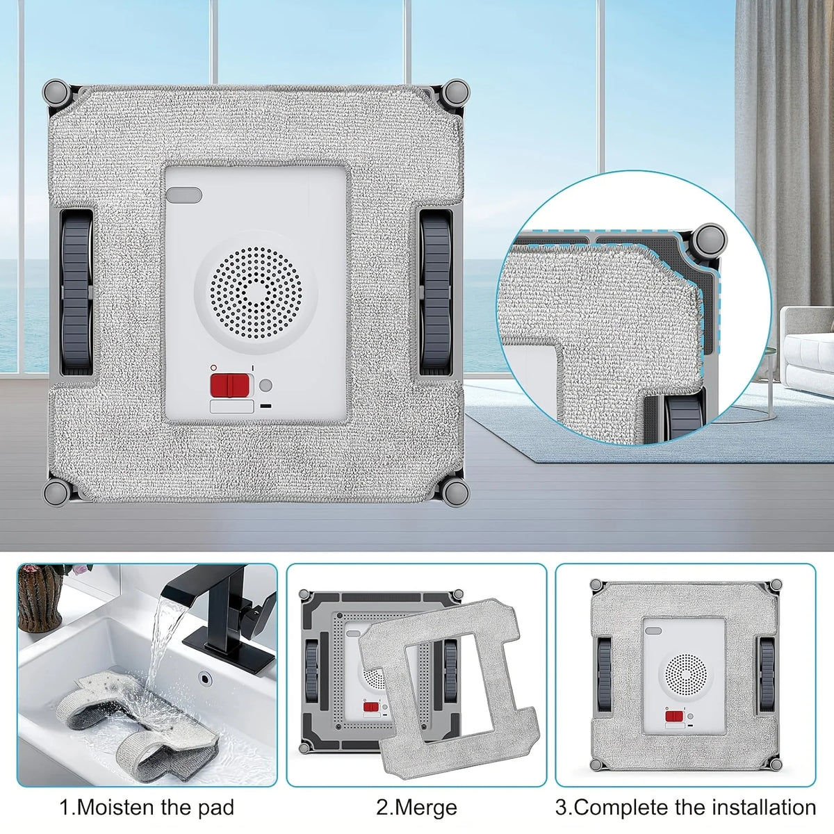 6PCS Cleaning Pads for ECOVACS Winbot W1/W1 Pro/W2/W2 Pro/W2