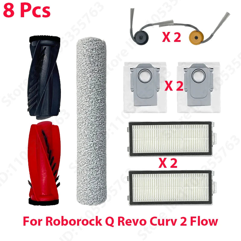 Original Roborock Q Revo Curv 2 Flow Filter Main / Side Brush Roller Mop Dust Bag Robot Vacuum Cleaner Parts