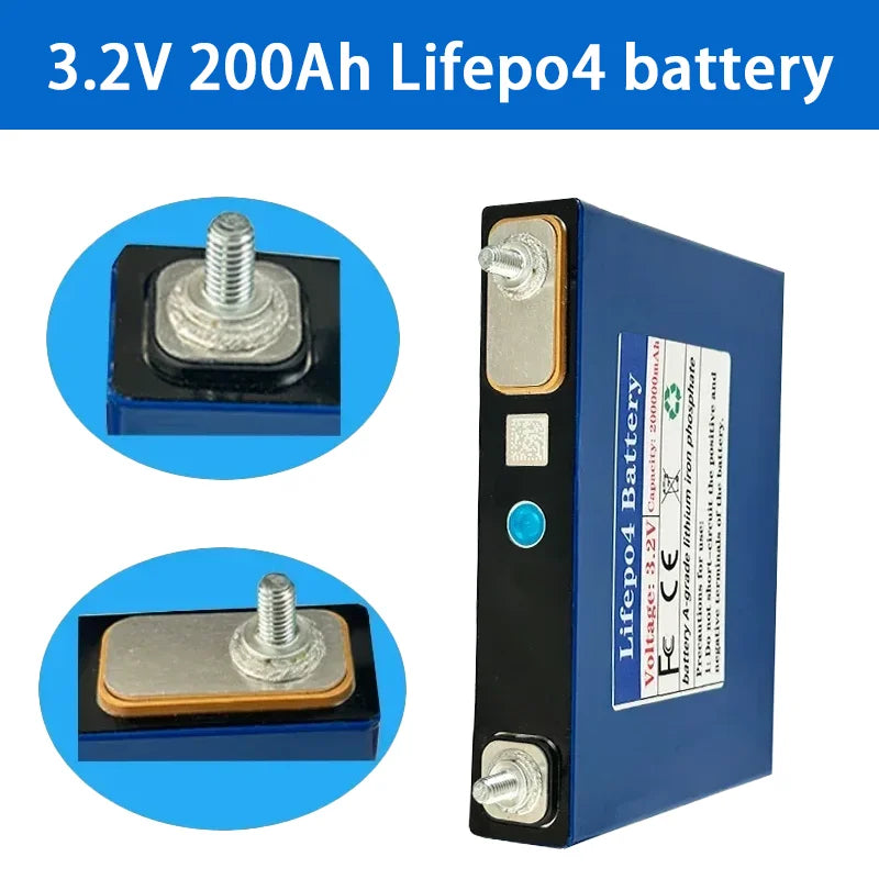 New3.2V 100% Capacity 200AH LiFePO4 Battery Rechargeable Cel