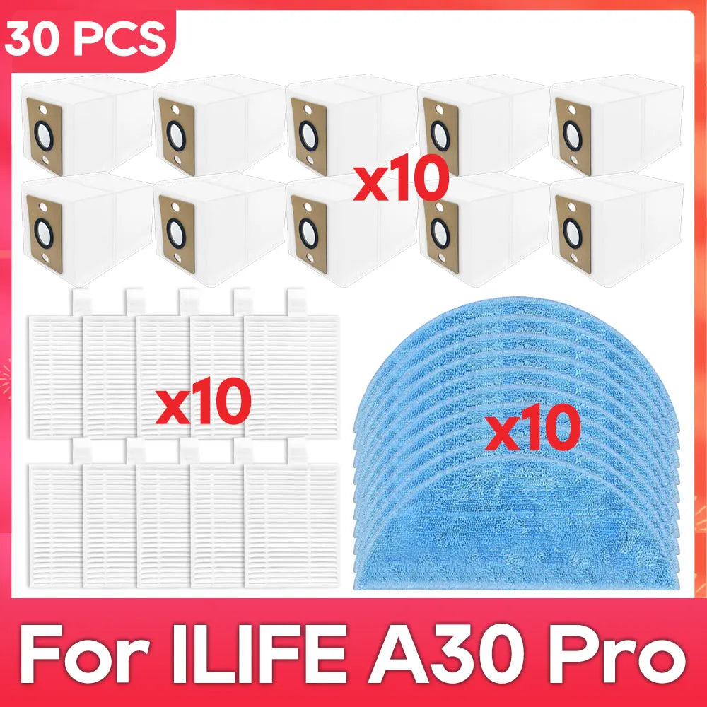 Fit For ( ILife A30 Pro ) Main Side Brush Filter Mop Dust Bag Parts Accessories Robot Vacuum Cleaner Kit