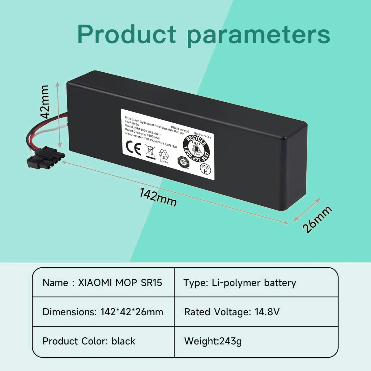 Replacement 12800mAh 14.4V Li-ion Battery for Conga 3290 339