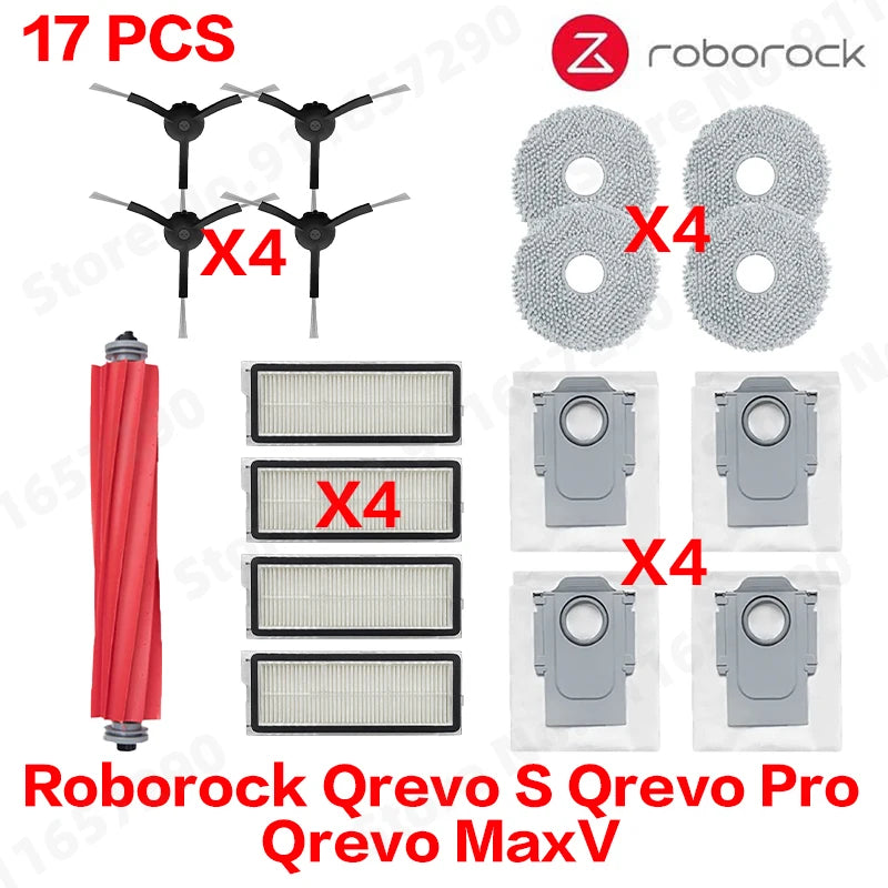 Roborock Qrevo S Qrevo Pro Qrevo MaxV Robot Vacuum Parts Main Roller Side Brush Hepa Filter Mop Pad Cloth Dust Bag Accessories