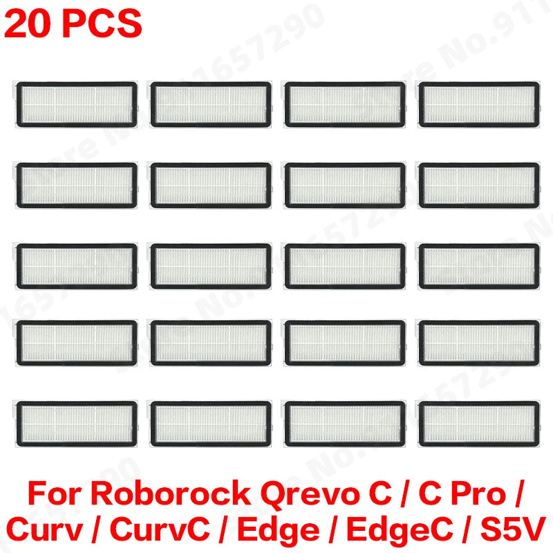 Roborock Qrevo C/C Pro/Curv/CurvC/Edge/EdgeC/S5V Compatible Main Side Brush Mop Cloth Dust Bag & Filter Set