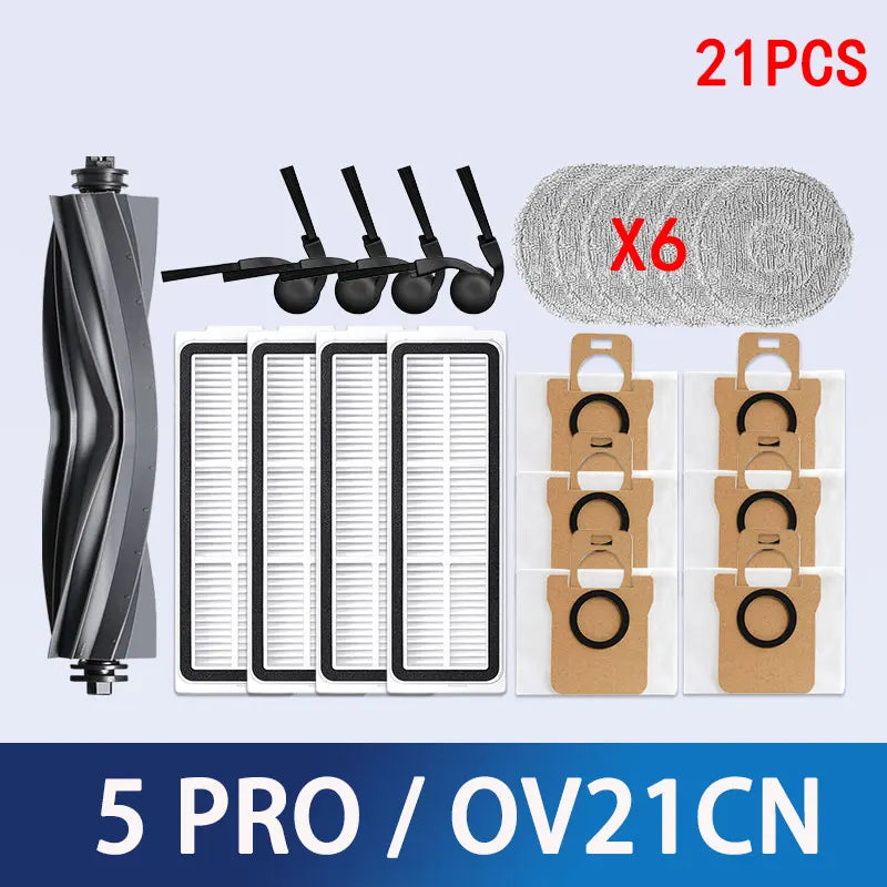 For Xiaomi Robot Vacuum 5 PRO/ OV21CN Accessories Main Side Brush Mop Cloth HEPA Filter Dust Bag Replacement Spare Parts