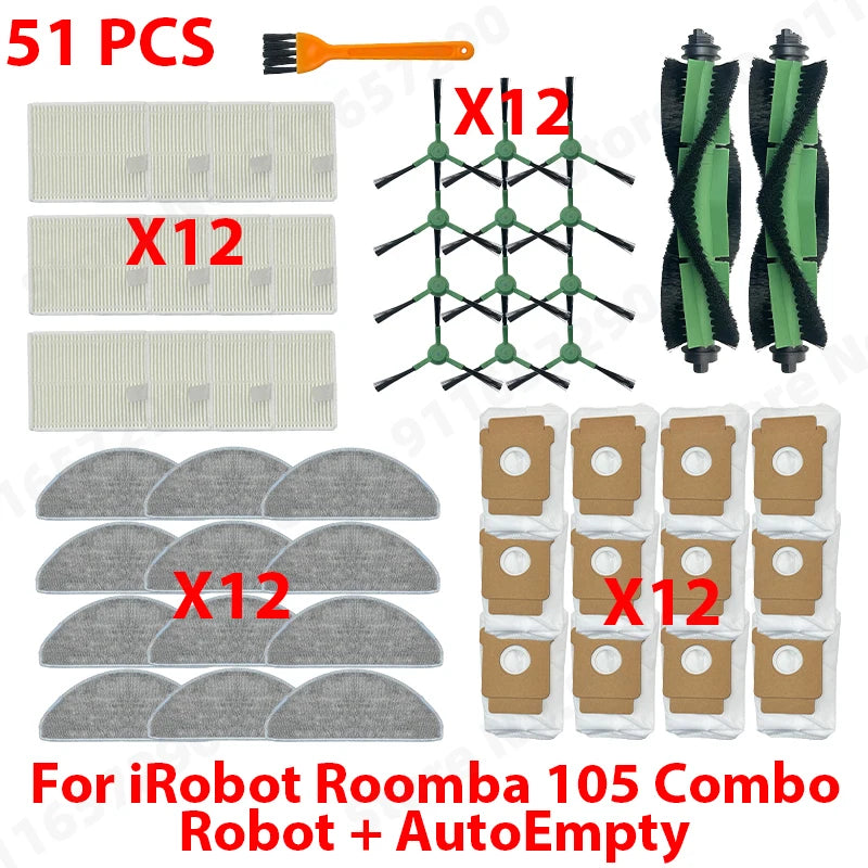Main Side Brush Roller Mop Filters Dust Bag Spare Parts For IRobot Roomba 105 Combo Robot + AutoEmpty Dock Accessories