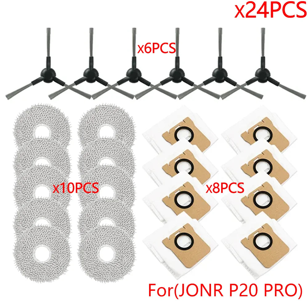 For JONR P20 PRO Vacuum Robot Accessories Side Brush Mop Cloth Dust Bag Efficient Microfiber Spare Cleaning Parts Replacement