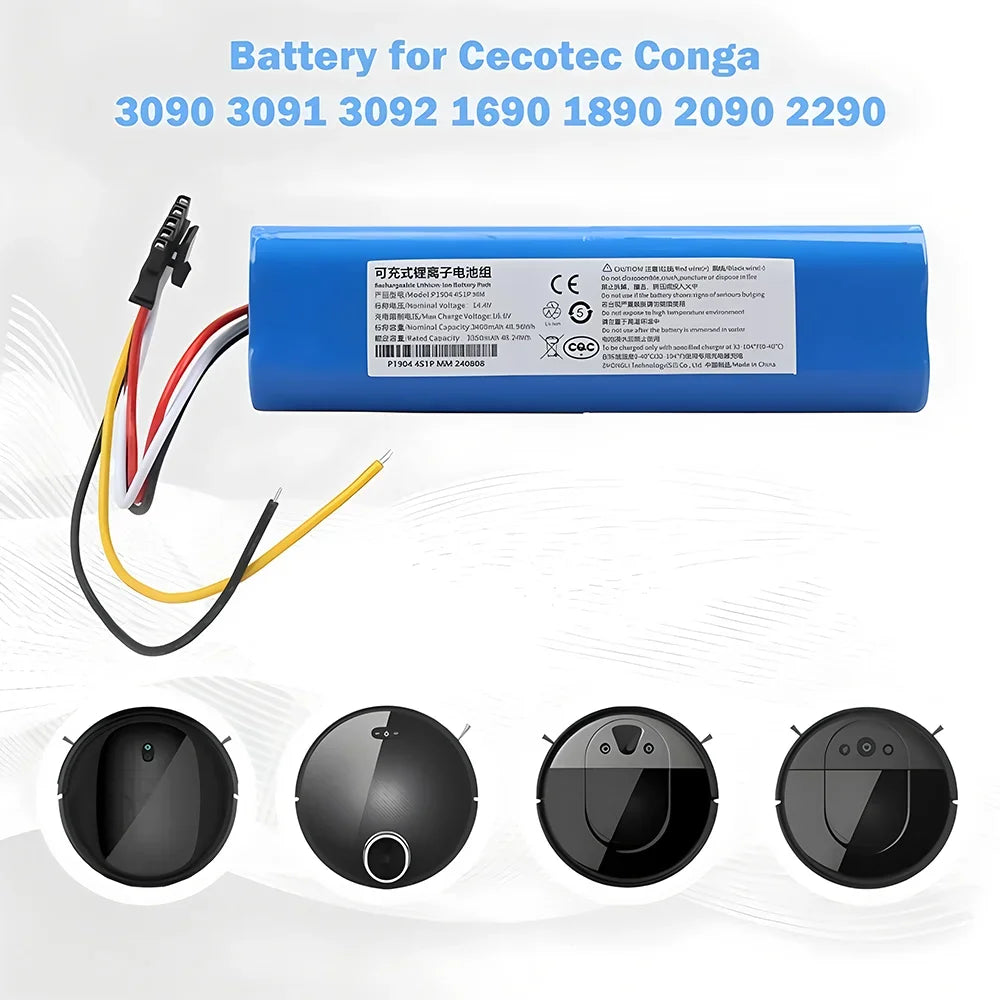 for CECOTEC CONGA 3090 14.4 V 12800 mAh 3091 3092 2090 1690 