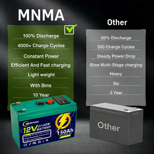 12V 150Ah Lithium-Ion Battery Built-in BMS Deep Cycle for LE