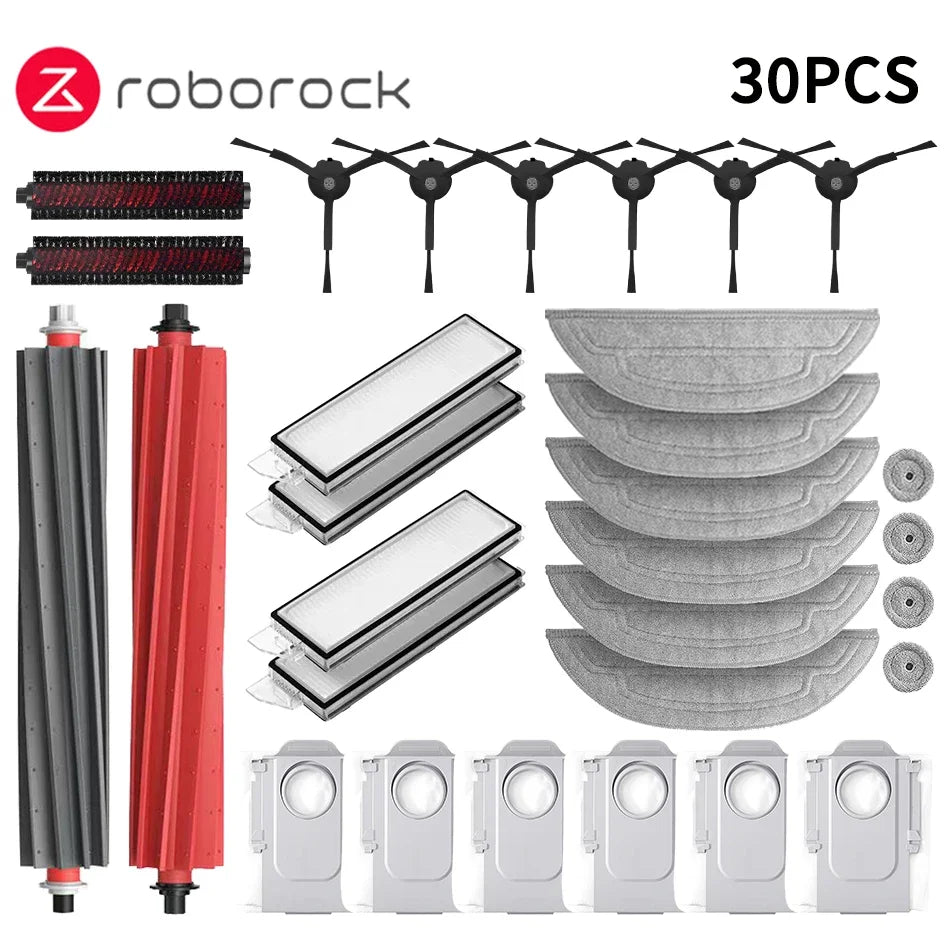 New Roborock S8 MaxV Ultra Robot Vacuum Spare Parts Main Side Brushes Mop Cloths HEPA Filters Dust Bags Accessories