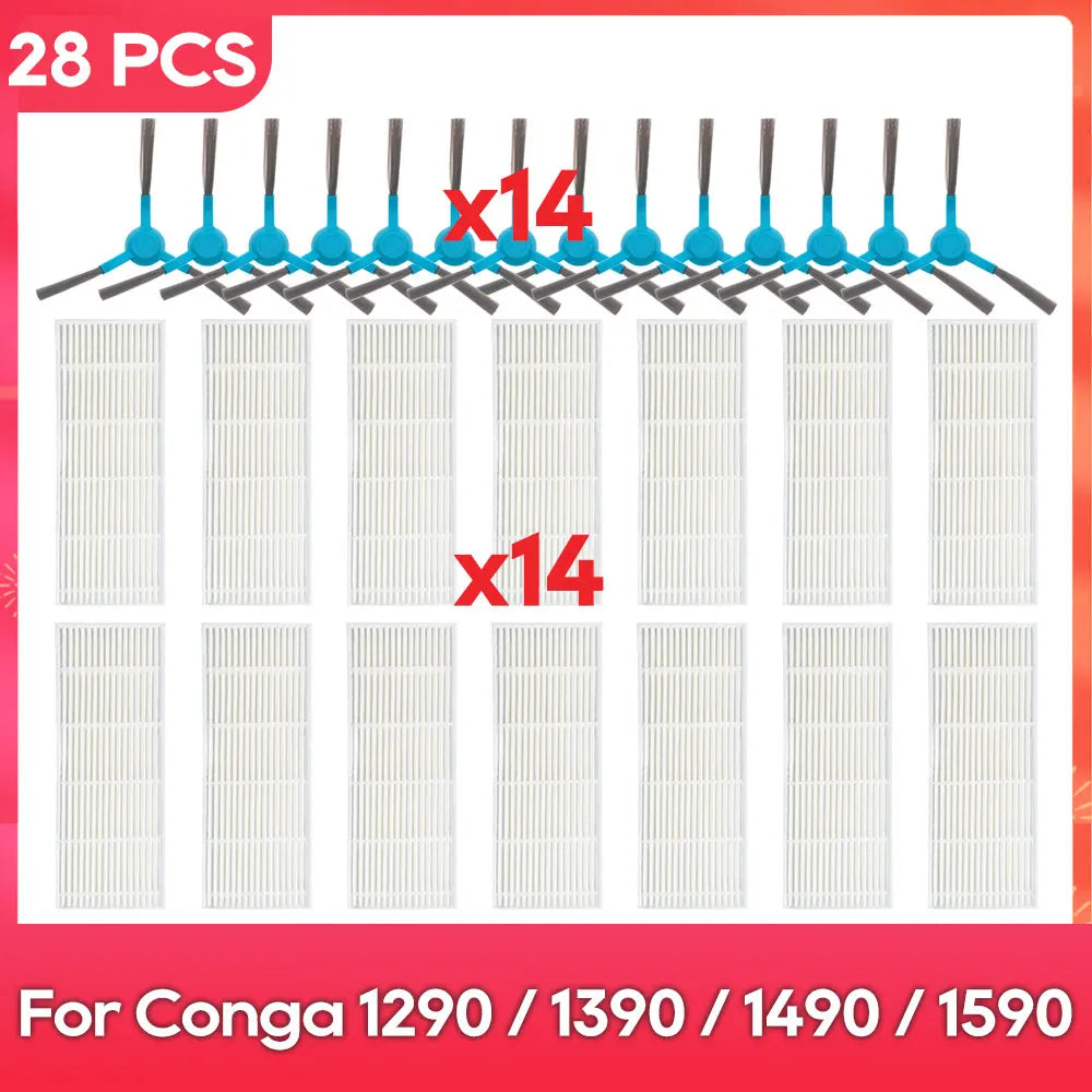 Fit For ( Conga 1290 / 1390 / 1490 / 1590 ) Hepa Filter Side Brush Robot Vacuums Spare Part Replacement Accessory