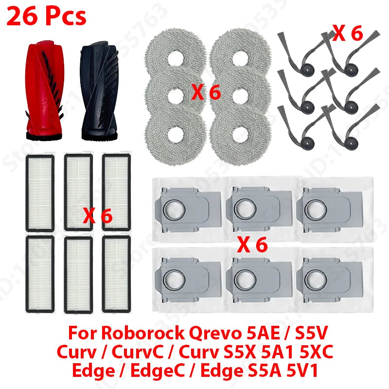 For ( Roborock Qrevo 5AE / S5V / Curv / CurvC / Curv S5X 5A1 5XC / Edge / EdgeC / Edge S5A 5V1 ) Parts Brush Filter Mop Bag