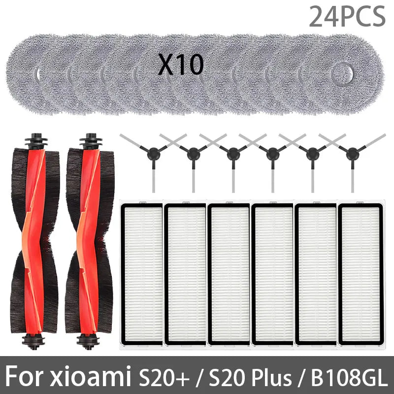 For Xiaomi Robot Vacuum S20+ / B108GL / B108CN / B113CN Parts Accessories Main Side Brush Hepa Filter Mop Cloth Replacement