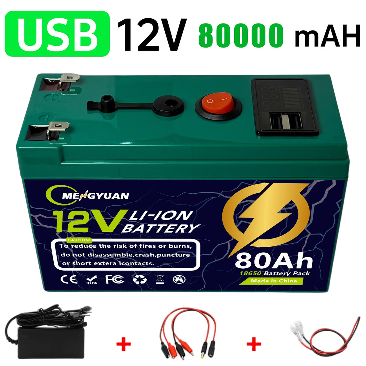 12V 150Ah Lithium-Ion Battery Built-in BMS Deep Cycle for LED Lighting Portable Energy Storage Monitoring Solar Energy