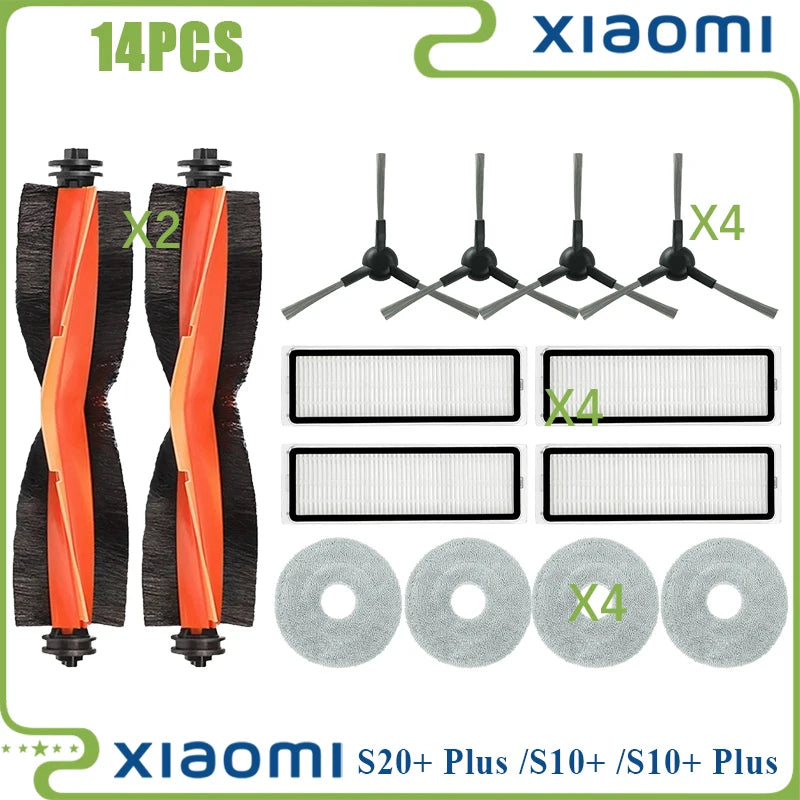 For Xiaomi Robot Vacuum S20+ Plus B108GL/ S10+ Plus B105 Parts Main Roller Side Brush Hepa Filter Mop Cloth Accessories
