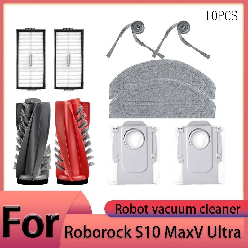 Roborock S10 MaxV Ultra Robot Vacuum Cleaner Accessories Main Brush Side Brush HEPA Filter Mop Cloths Dust Bag Spare Par