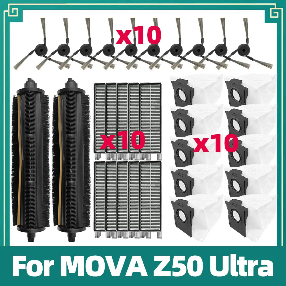 Fit For Mova Z50 Ultra Robot Vacuum Replacement Kits Main Side Brush HEPA Filter Dust Bag Accessories Parts