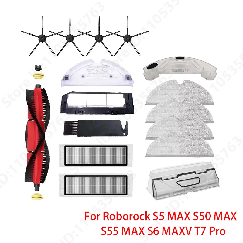 Roborock S5 MAX S50 MAX S55 MAX S6 MAXV HEPA Filter Side/Main Brush Water Tank Tray Mop Dust Box Vacuum Cleaner Accessories