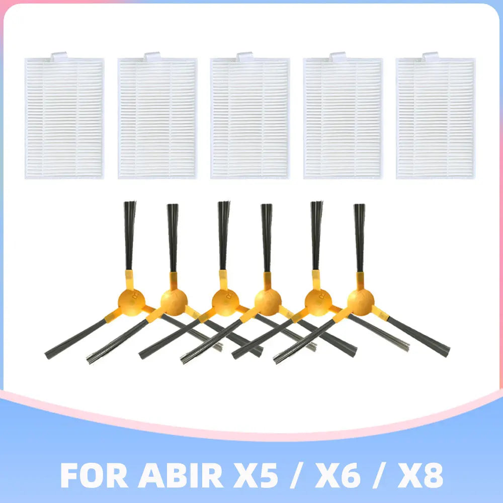 Accessories For ABIR X5 / X6 / X8 Genio Navi N600 Robotic Vacuum Cleaner 3-Arms Side Brush Hepa Filter Replacement Spare Parts