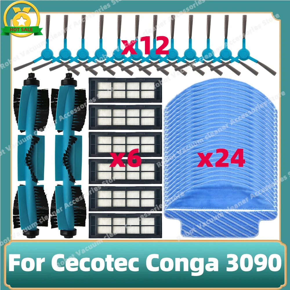For Cecotec Conga 3090 Main Roller Side Brush Hepa Filter Mo