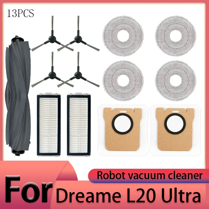 Dreame L20 Ultra Robot Vacuum Cleaner Accessories Main Brush Side Brush HEPA Filter Mop Cloths Dust Bag Spare Par
