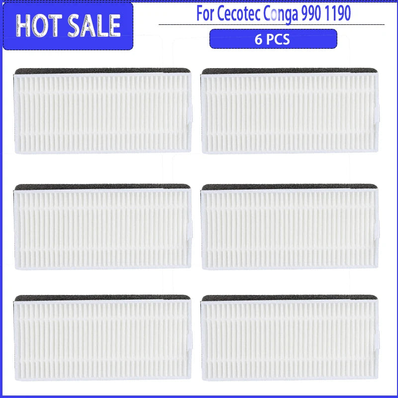 For Cecotec Conga 990 1190 Spare Parts Accessories Robot Vacuum Cleaner Replacement Consumables HEPA Filter Central Side Brush