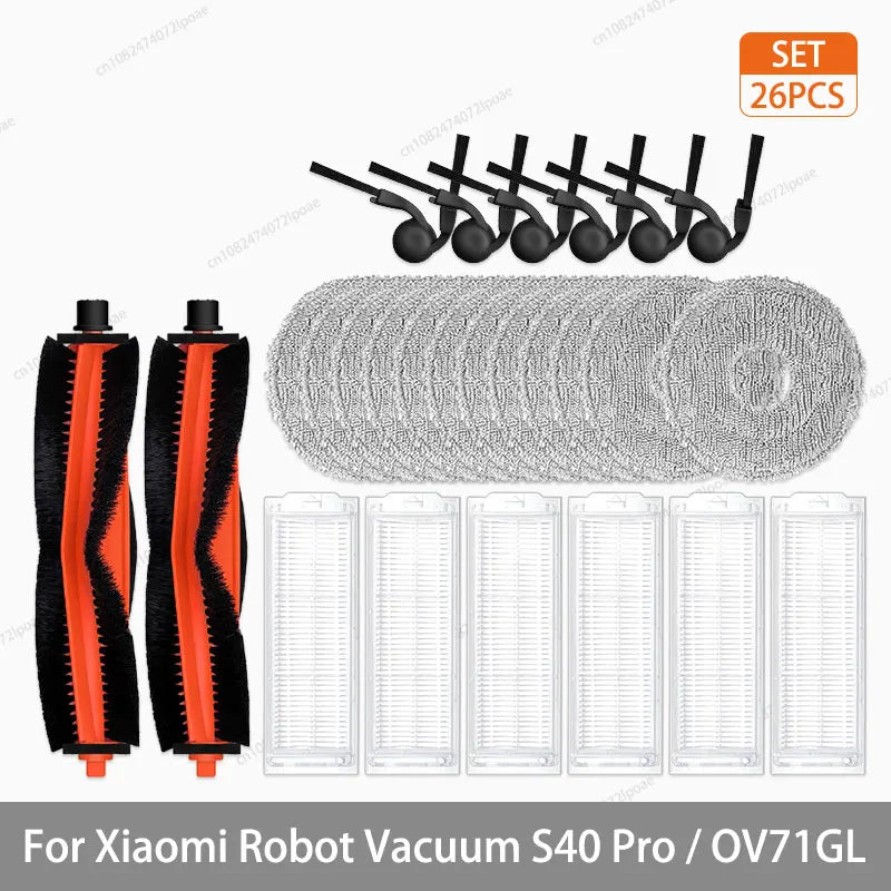 For Xiaomi S40 Pro / OV71GL Robot Vacuum Cleaner Parts Accessories Main Brush Side Brush Hepa Filter Mop Cloth Replacement Spare