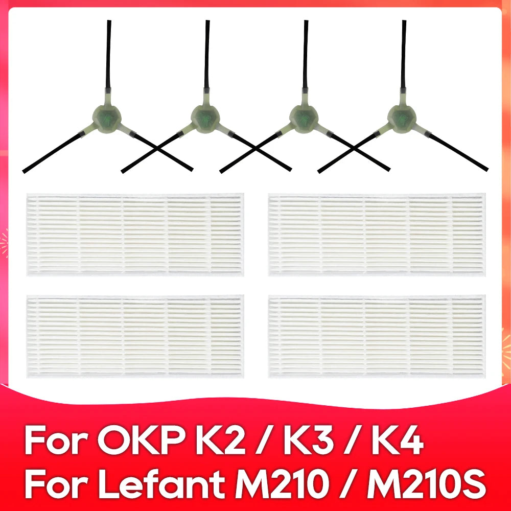Compatible For Lefant M210 / M210S / M210B / OKP K2 / K3 Robot Vacuum Replacement Spare Parts Accessories Side Brush Hepa Filter