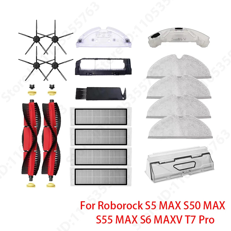 Roborock S5 MAX S50 MAX S55 MAX S6 MAXV HEPA Filter Side/Main Brush Water Tank Tray Mop Dust Box Vacuum Cleaner Accessories