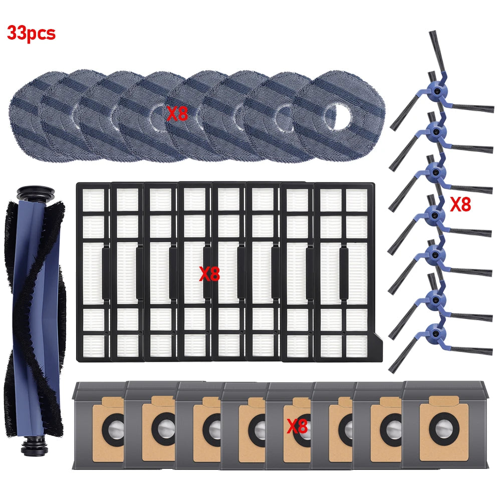 Parts Kit for Eufy X10 Pro Omni Robot Vacuum Main Roller Brush Filters Dust Bags Mop Pads Side Brushes Consumables Accessories