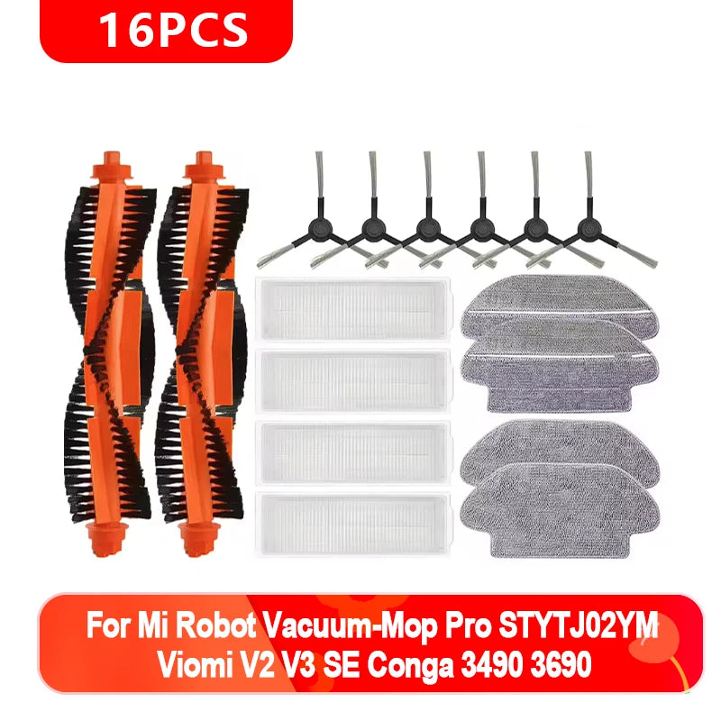 For Xiaomi Mi Robot Vacuum-Mop Pro STYTJ02YM Viomi V2 V3 SE Conga 3490 3690 Main Side Brush Hepa Filter Mop Parts accessories