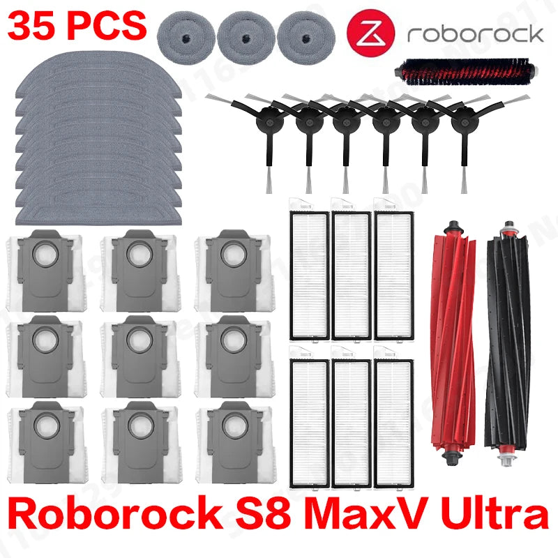 Roborock S8 MaxV Ultra Robot Vacuum Spare Parts Main Side Brushes Mop Cloths HEPA Filters Dust Bags Accessories