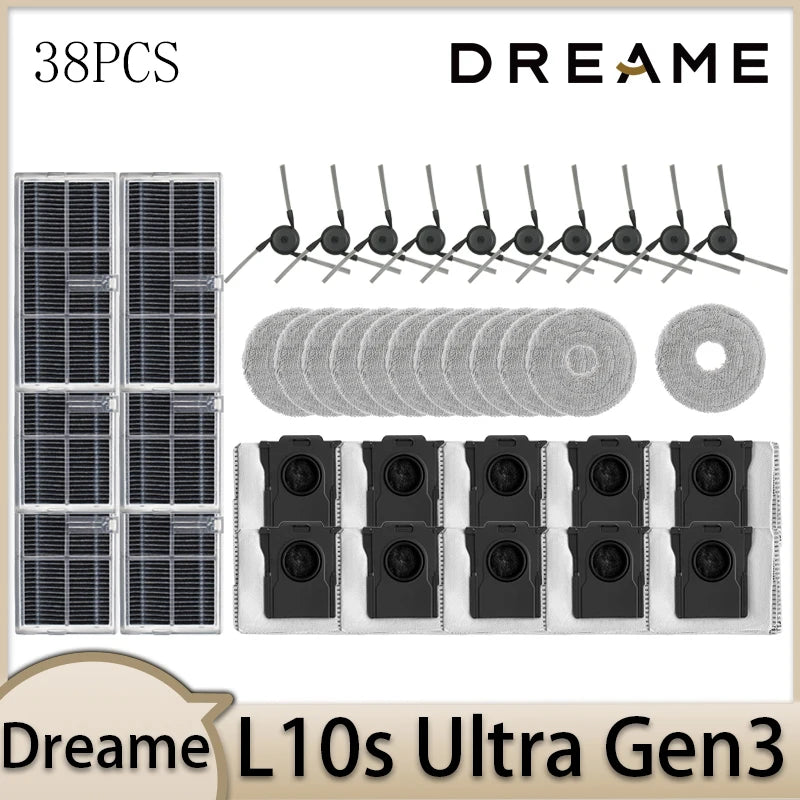 Dreame L10s Ultra Gen3 Robot Vacuum Cleaner Accessories Main Brush Side Brush HEPA Filter Mop Cloths Dust Bag Par