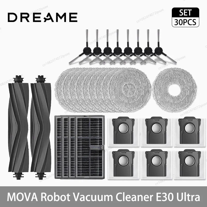 For MOVA E30 Ultra Robot Vacuum Cleaner Replacement Accessories Main Side Brush Mop Cloth HEPA Filter Dust Bag Spare Parts