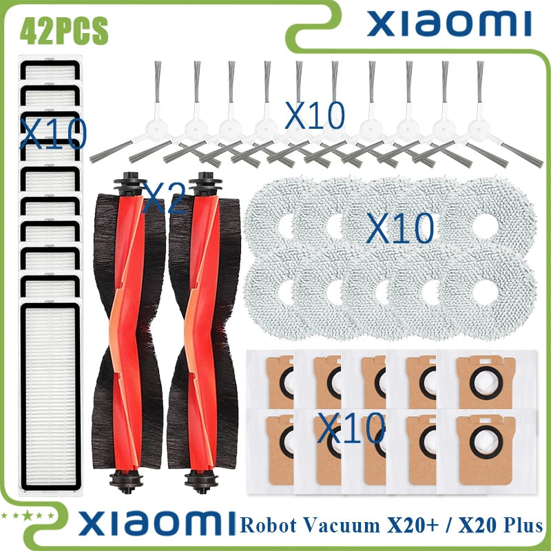 For Xiaomi Robot Vacuum X20 Plus / X20+ Replacement Parts Accessories Main Side Brush Hepa Filter Mop Cloth Dust Bag