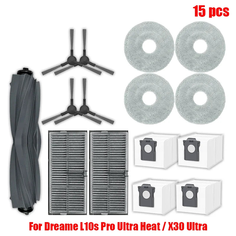 Dreame L10s Pro Ultra Heat / X30 Ultra Robot Vacuum Cleaner Parts Main Side Brush Mop Cloth Hepa Filter Dust Bag Accessories