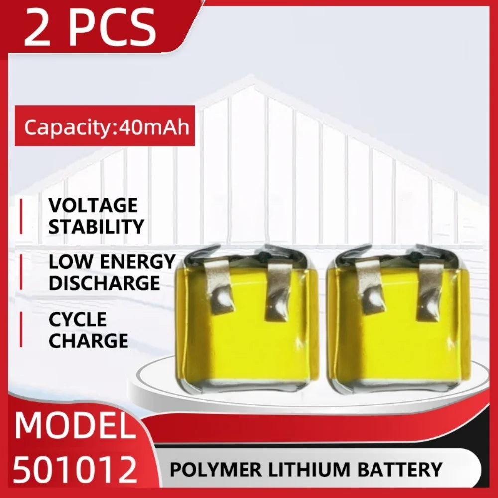501012 3.7V 40mAh Li-Po Battery 5x10x12mm With PCM Rechargeable Pouch Cell For TWS Bluetooth Earbud Smart Watch GPS MP3 Repair