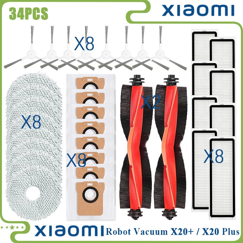 For Xiaomi Robot Vacuum X20 Plus / X20+ Replacement Parts Accessories Main Side Brush Hepa Filter Mop Cloth Dust Bag